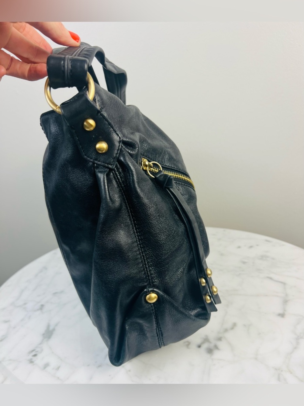Steven by Steve Madden Black Leather Shoulder Bag – Hobo / Satchel Style - Picture 3 of 15